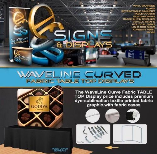8FT, Waveline Table Top Curved Fabric Display with Carry Case