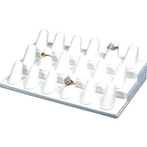 Ring jewelry display 18 finger white leather fixture for sale