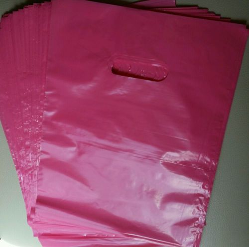 100 9&#034; x 12&#034; Hot Pink GLOSSY Low-Density Plastic Merchandise Bags, Gift Bags