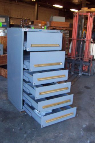 Equipto grey 6 drawer industrial tool/parts cabinet 30&#034;l x 28&#034;w x 59&#034; h for sale