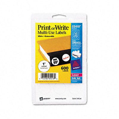 Avery Dennison 05410 Print or Write Removable Multi-use Labels 1&#034; dia  600/pack