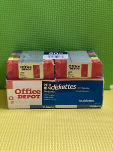 50 Office Depot 3.5&#034; 1.44MB 2HD Disks Diskettes IBM Formatted New Box Never Open