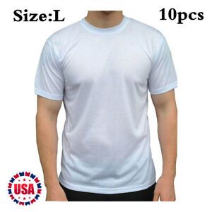 US Stock CALCA 10pcs Plain White Sublimation Blank Modal T-Shirt for Men Size L