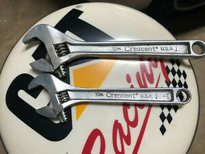 (2)  Crescent Crestoloy Adjustable Wrenches 12&#034; &amp; 10&#034;  USA