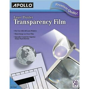 APOLLO Transparency Film for Laser Printers, Black on Clear, 50 Sheets/Pack (...