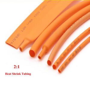 Orange Heat Shrink Tubing 2:1 Electrical Sleeve Cable Wire Heatshrink Tube Wraps
