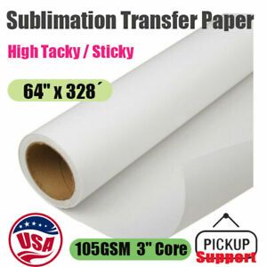 US 105gsm 64&#034; x 328 Dye Sublimation Paper Heat Transfer Paper Printing 3&#034; Core