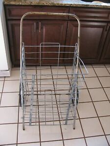 Large Vintage Heavy Duty Metal Folding Shopping Grocery Storage Cart