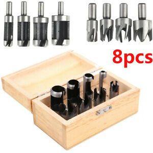 8PCS/Set Wood Plugs Hole Cutter Set Dowel Maker Cutting Shank Tools Drill Bit US