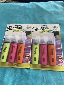 2 packs of Sharpie Clear View Chisel Tip Highlighters 3 per pack