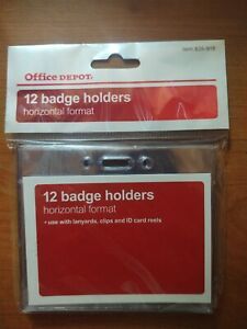 BADGE HOLDER CLEAR PLASTIC PACK OF 12 HORIZONTAL 3-1/2” X 2-3/8”