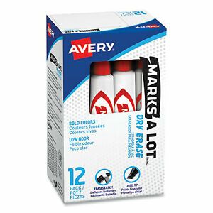 Avery Marks a Lot Desk-Style Dry Erase Marker, Broad Chisel Tip, Red 24407EA