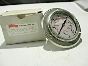 NEW DYNAMIC CF1P-210E FILLED GAUGE 2.5&#034; STAINLESS STEEL 0-3000 PSI 1/4&#034; NPT FLAN