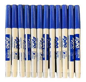 EXPO Low Odor Dry Erase Marker, Fine Tip, Blue, Pack of 12