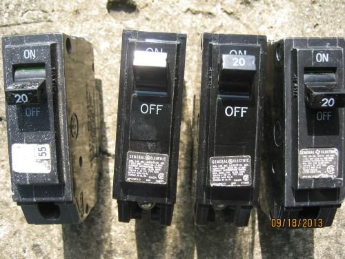 4 general electric ge 20 amp single pole breakers used screw poles 1 120v for sale