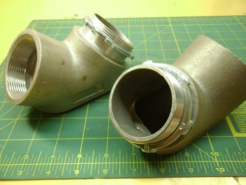 2 electrical 2&#034; aluminum elbows ideal 2&#034; npt galvanized cover and nut #2935a for sale