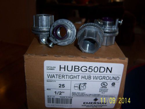 25 new emerson watertight 3 piece 1/2&#034; knockout hubs w/ ground hub50dn * for sale