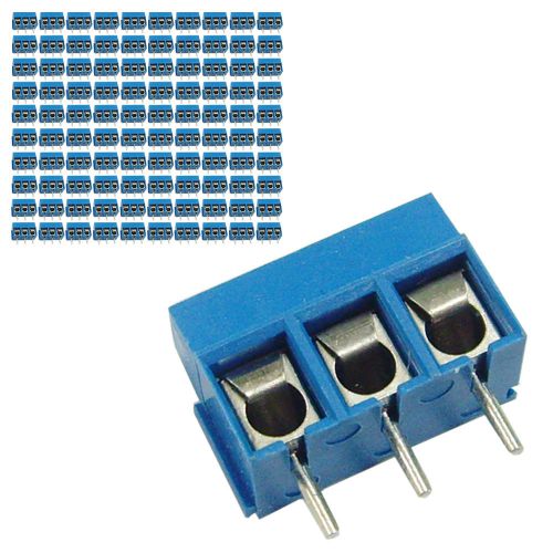 100 pcs 5mm Pitch 300V 16A 3P Poles PCB Screw Terminal Block Connector Blue