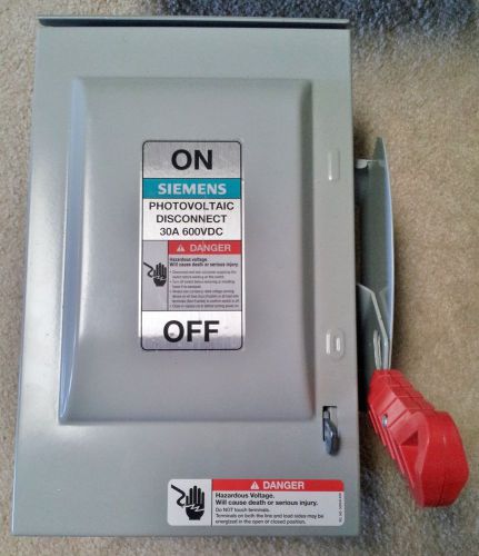 SIEMENS PHOTOVOLTAIC DISCONNECT SAFETY SWITCH 30A 600VDC MODEL HNF361RPVPG