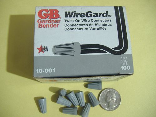 BOX OF 100 GARDNER BENDER SMALL GRAY WIREGARD WIRE CONNECTORS  MADE IN USA