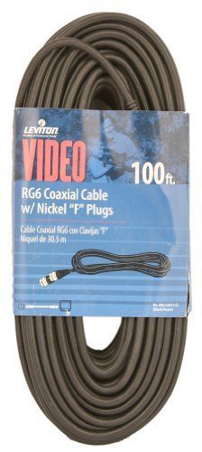 Leviton C6851-CE RG6 Coax Cable  Nickel Plated  100-Feet  Black