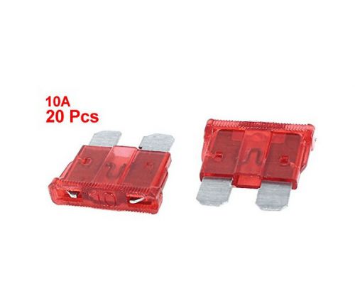 20 Pcs Red Shell Mini Wedge Car Taxi Truck Blade Fuse 10A 19mmx19mm