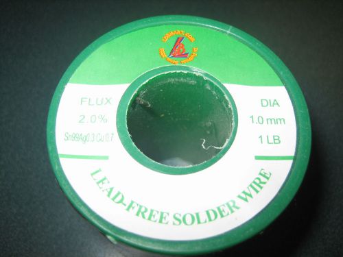 1 Spool Lead Free Solder Wire 1.0mm Dia Flux 2.0% SN99AG0.3CU0.7, 1 LBs