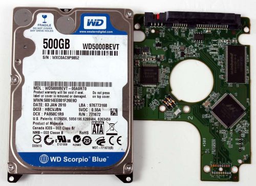 Wd wd5000bevt-00a0rt0 500gb 2.5 sata hard drive / pcb (circuit board) only for d for sale