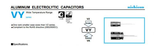 100pcs Nichicon VY 400V 3.3UF electrolytic capacitor  8X11.5mm 105°C