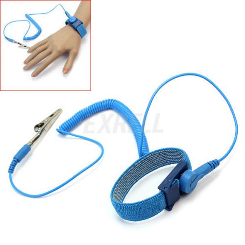 1x anti static antistatic elastic wrist strap band esd grounding wristband blue for sale