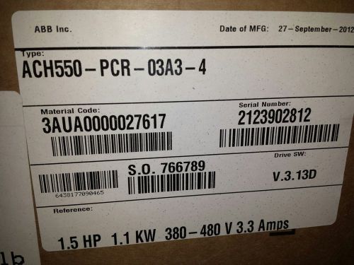 ABB ACH550-PCR-03A3-4 Variable Frequency Drive, new in box