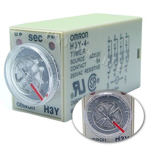 1 x h3y-4 ac220v 60sec omron relay timer 4pdt 14 pin pyf14a pyf14a e py14 for sale