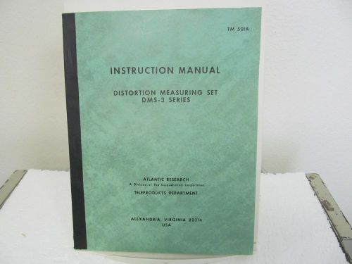 Atlantic research dms-3 series distortion measuring set instruction manual w/sch for sale