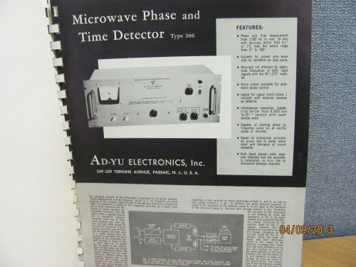 AD-YU MODEL 206: Microwave Phase &amp; Time Detector-Operating Manual w/schems#16411