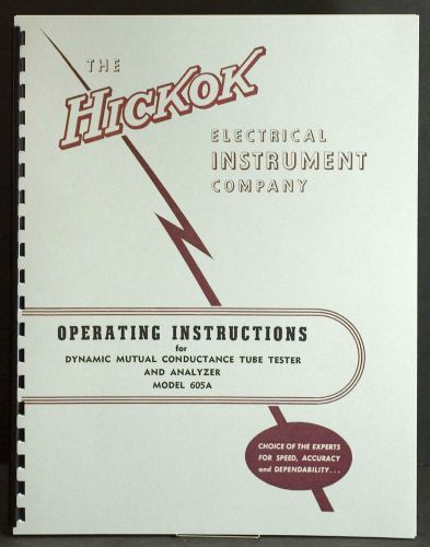 Hickok 605A Dynamic Mutual Conductance Tube Tester Manual