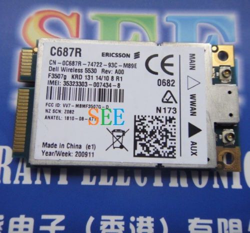 Dell wireless 5530 hspa 3g gps mini-card wwan ericsson f3507g c687r e6500 e6400 for sale