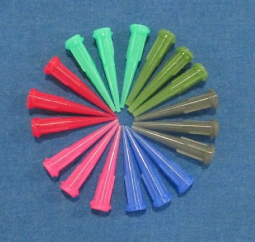 300 x Plastic Dispenser Needle 6 Colors Tapered Tip Each Color