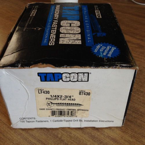 Tapcon masonry fasteners 1/4&#034; x 2-3/4&#034; phillips flat head concrete screws 100ct. for sale