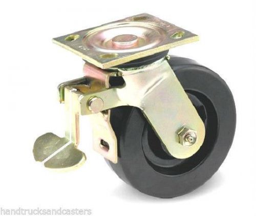 Set of 4 heavy duty swivel plate casters w/ dual pedal rear lock brakes &amp; 6&#034; phe for sale