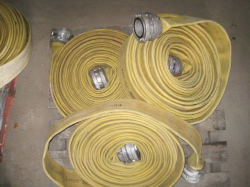 3 rolls of used fire hose 100 feet x 4 inch with non-locking storz couplings for sale