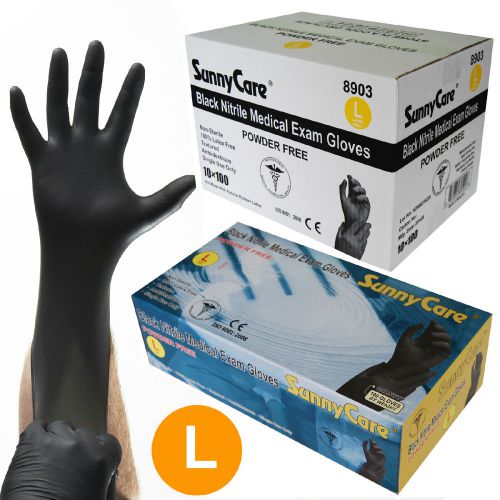 1000 5mil black nitrile medical exam gloves powder free (latex free) size:large for sale