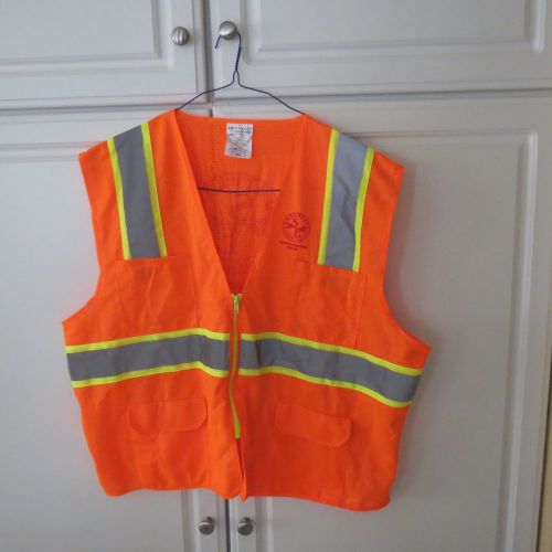 Safety vest 2x-large (xxl) orange knit 2 bordered ansi compliant reflective new for sale