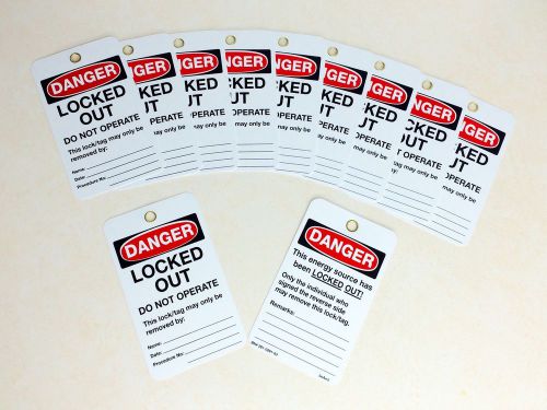 Lockout tags 11-pack with 3/8&#034; brass grommet, safety out of service tags for sale