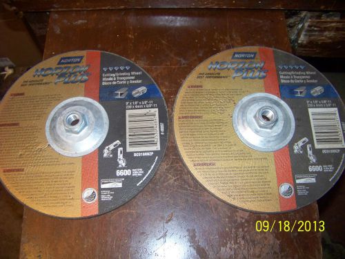 Lot of 2... norton norzon plus 9 x 1/8 th x 5/8 -11 grinding wheel.# 48897 for sale