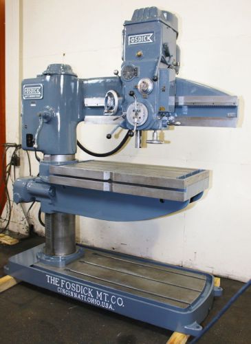 4&#039; Arm 12&#034; Col Dia Fosdick Sensitive RADIAL DRILL, Elevating Tbl, 3 HP,Tapping,