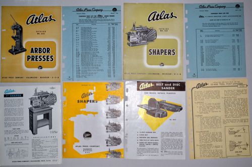 8pc atlas catalog &amp; advertisement lot #rr181 atlas 7&#034; metal shaper press sander for sale