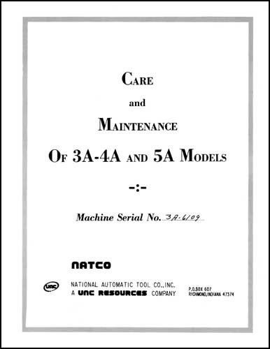 Carlton 3A 4A &amp; 5A Radial Drill Maintenance Manual