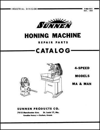 Sunnen Hone Repair Parts Manual For Models MA &amp; MAN