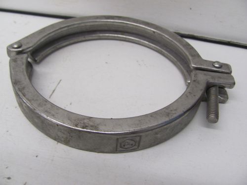 PARKER SANITARY CLAMP STAINLESS STEEL 5&#034; DIA. MISSING LOCK USED