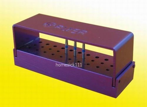 New 30 Holes Bur Holder Stand Autoclave Disinfection Box Case purple